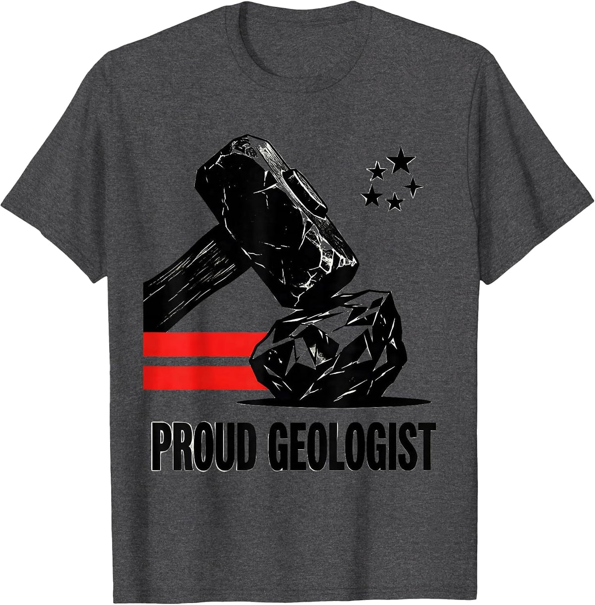 Men's Proud Geologist Brutalist Graphic Patriotic Occupation Pride T-Shirt - Dark Heather Grey