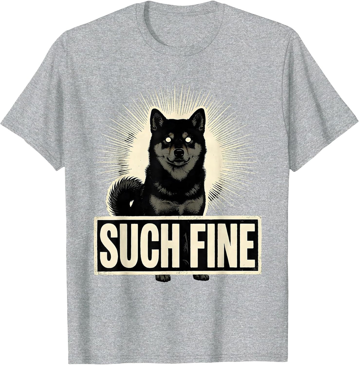 Men's Such Fine Cute Kawaii Puppy Shiba Inu Meme Dog Lover Humor T-Shirt - Heather Grey