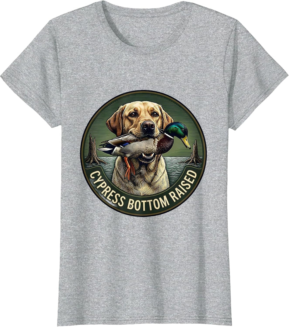 Cypress Bottom Raised Crosshatch Labrador Duck Hunting T-Shirt - Heather Grey