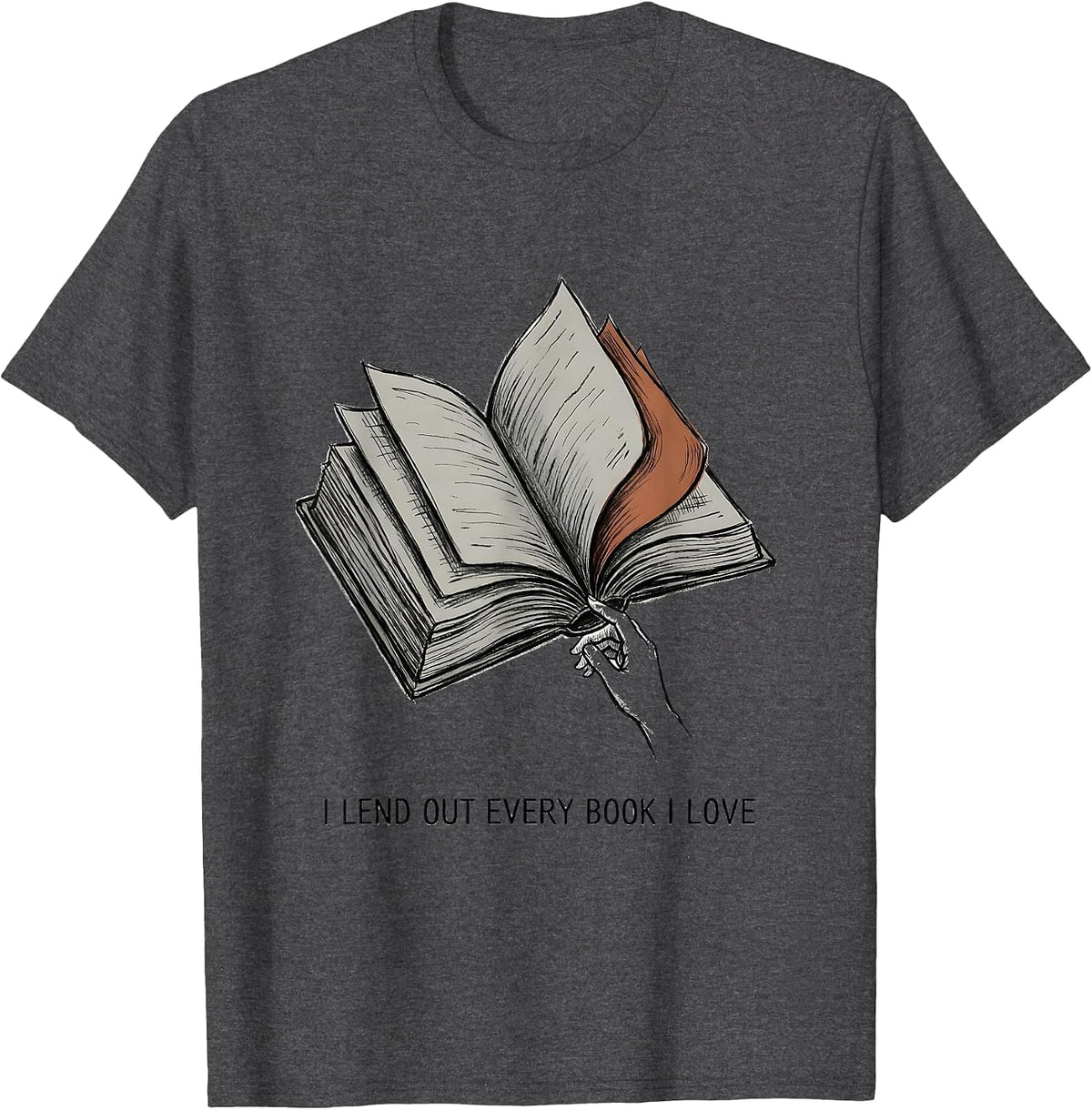 Men's I Lend Out Every Book I Love Whimsical Teacher Reading T-Shirt - Dark Heather Grey