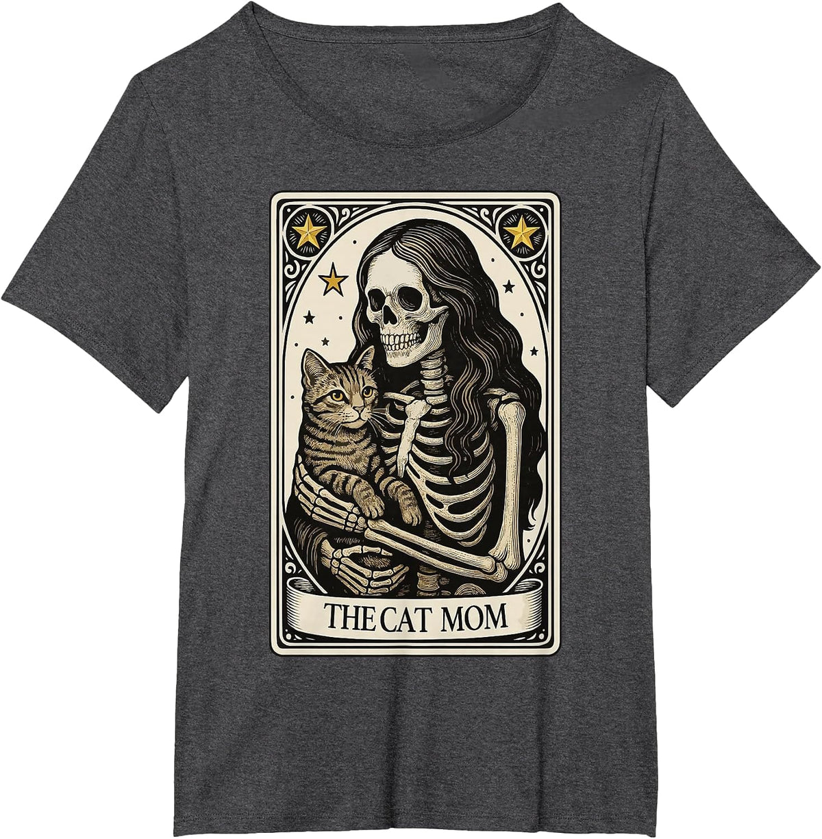 The Cat Lady Tarot Card T-Shirt - Dark Heather Grey