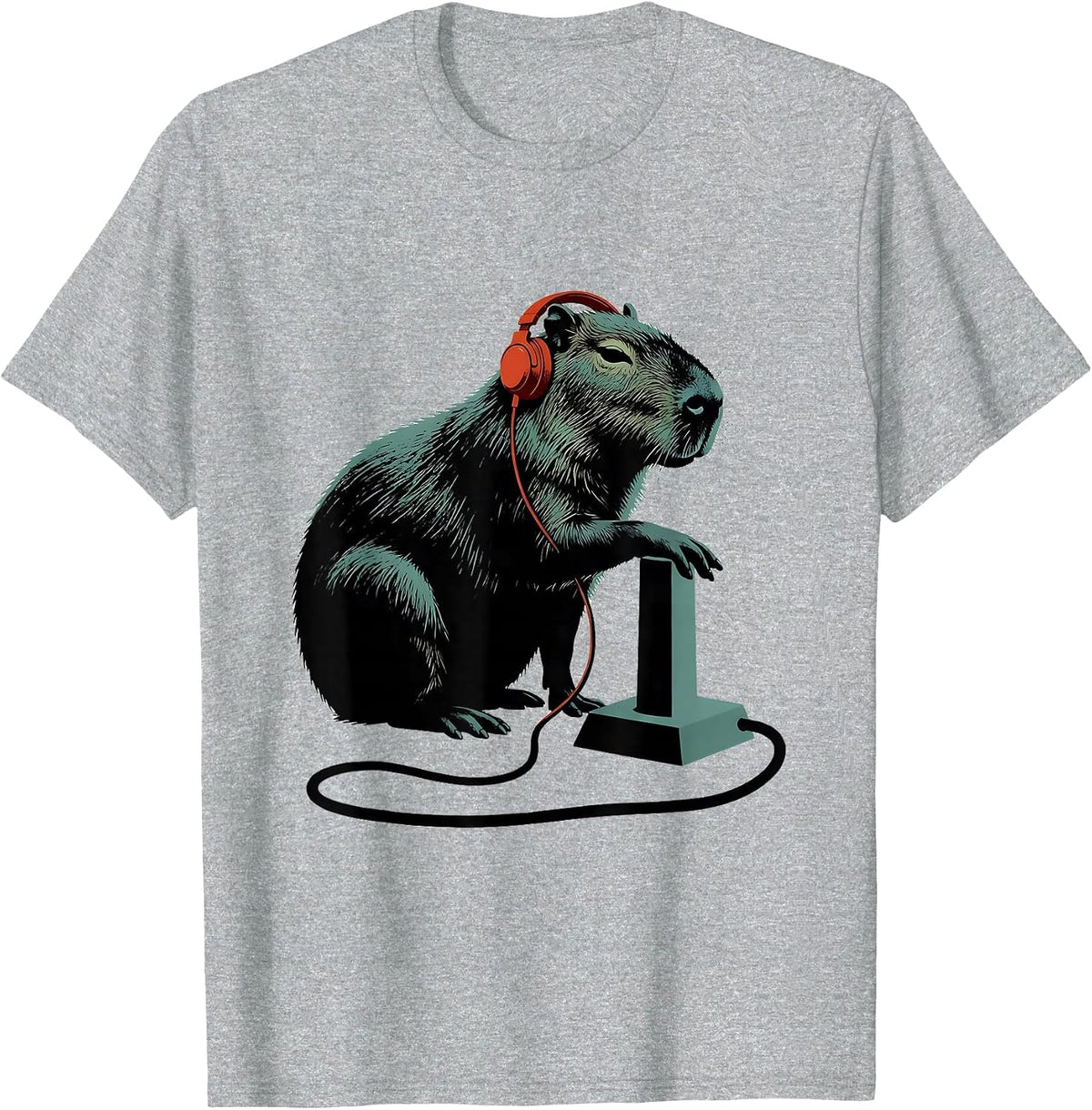 Men's Capybara Gamer Meme Humor Retro Funny T-Shirt - Heather Grey