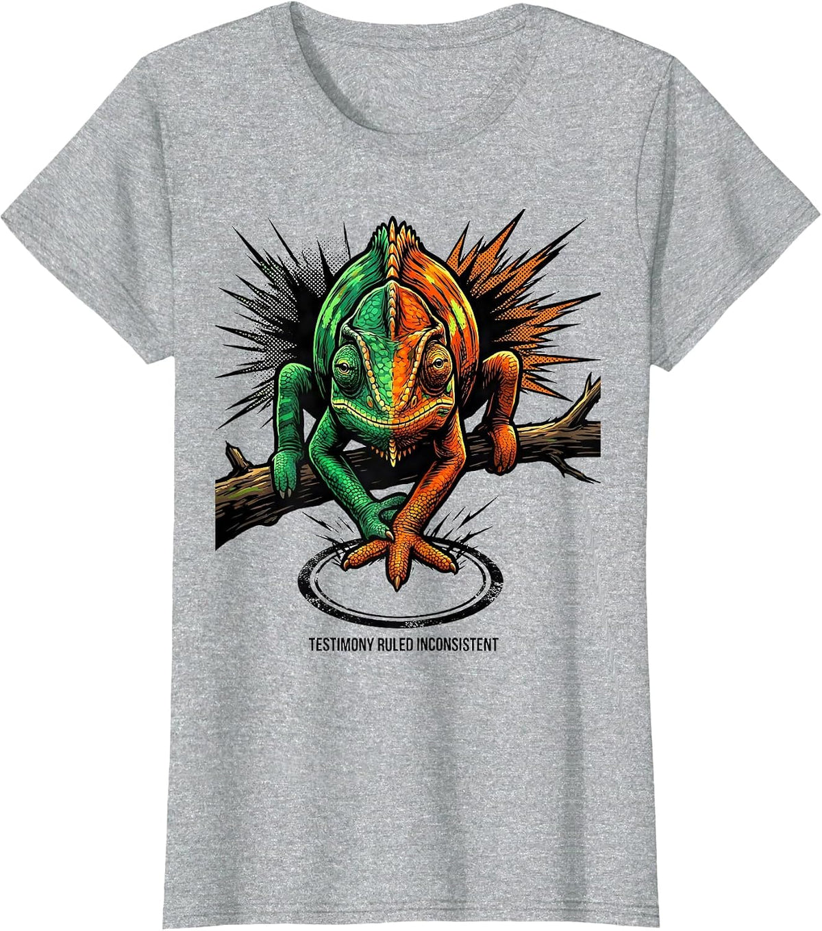 Testimony Ruled Inconsistent Comic Chameleon Absurdist Meme T-Shirt - Heather Grey