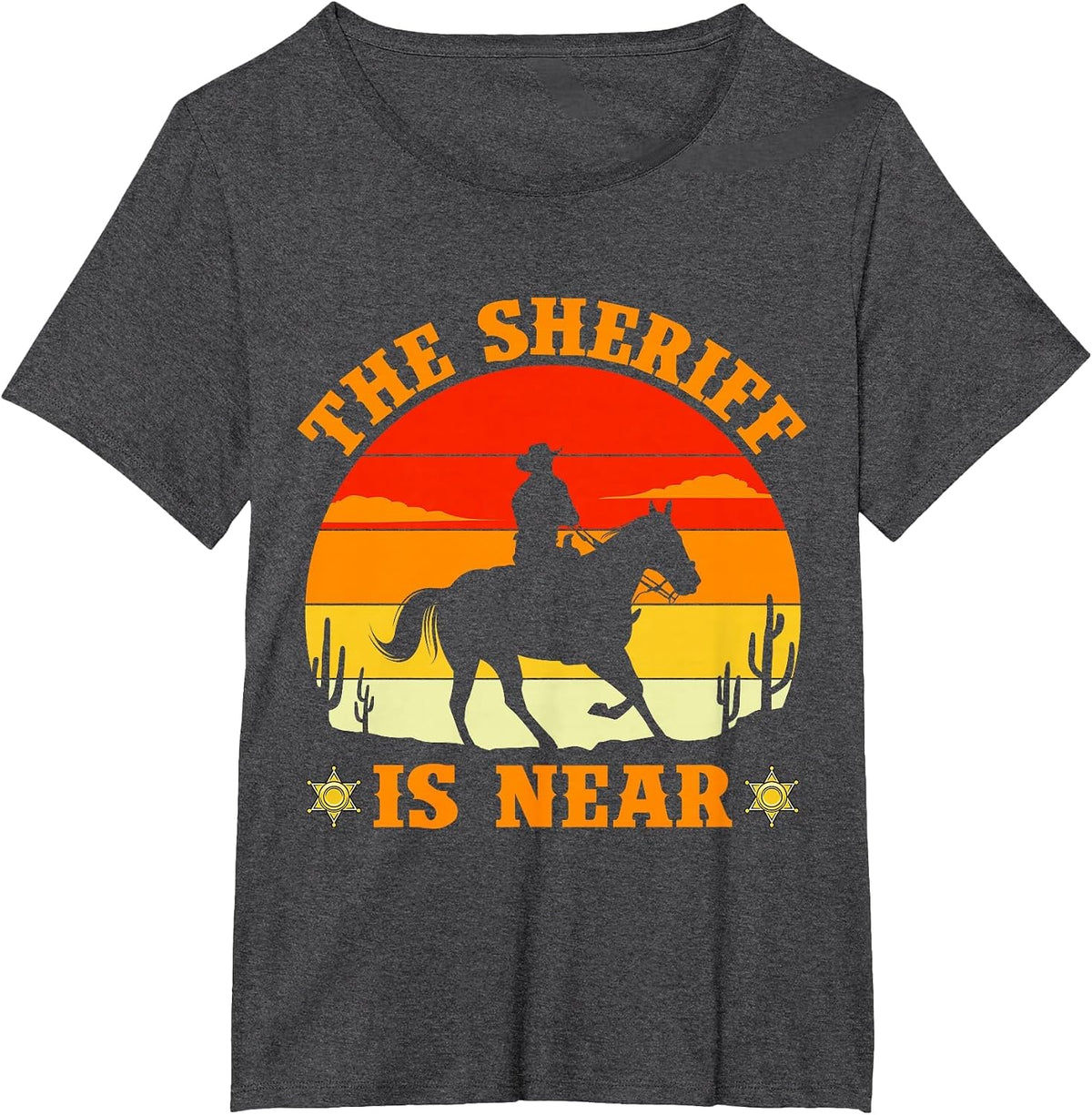 Cowboy Sheriff Pistols Sheriff Star Western T-Shirt - Dark Heather Grey