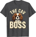Men's The Cav Boss Funny Cavalier King Charles Spaniel Owner Dad T-Shirt - Dark Heather Grey