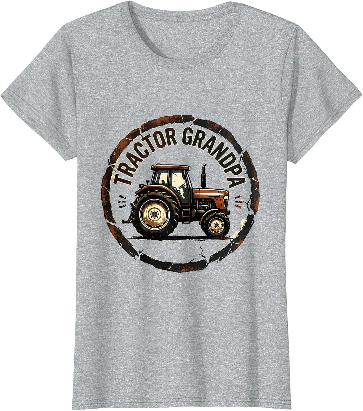 Tractor Grandpa Distressed Funny Grandpa Farmer Gift T-Shirt - Heather Grey
