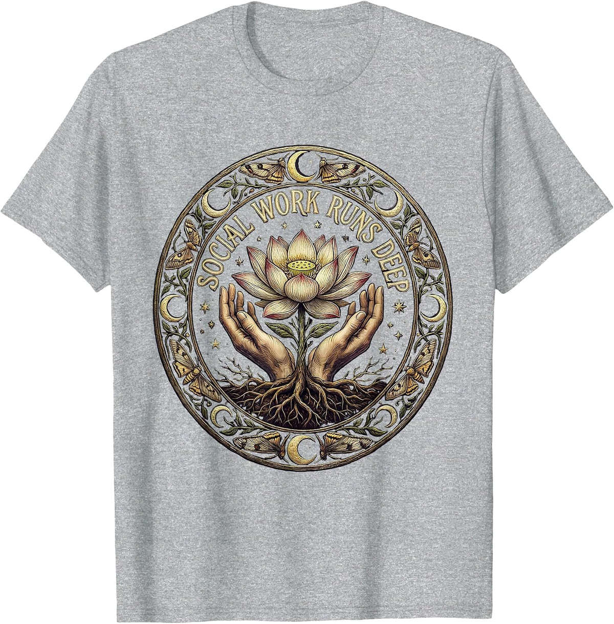 Men's Social Work Runs Deep Social Worker Design T-Shirt - Heather Grey