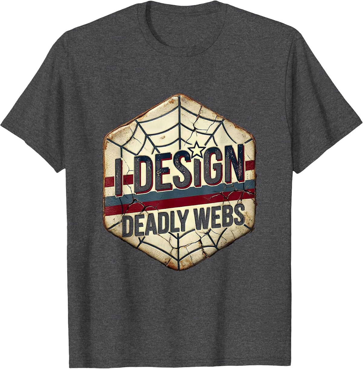 Halloween Spider Web Designer Portfolio Design T-Shirt - Dark Heather Grey