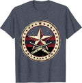 Commander's Star Badge Crossed Cannons Design T-Shirt - Heather Blue