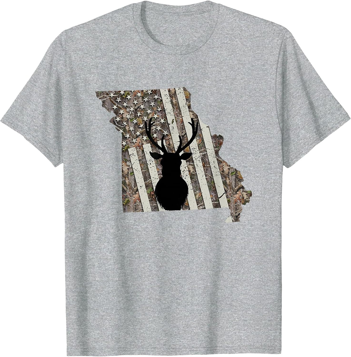 Missouri Whitetail Deer Hunting T-Shirt - Heather Grey