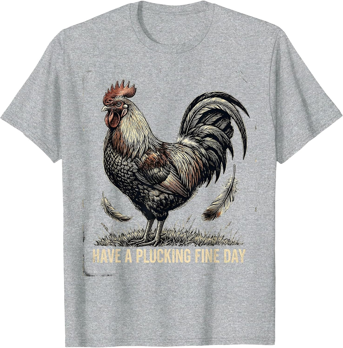 Men's Have A Plucking Fine Day Distressed Pheasant Hunting Upland T-Shirt - Heather Grey
