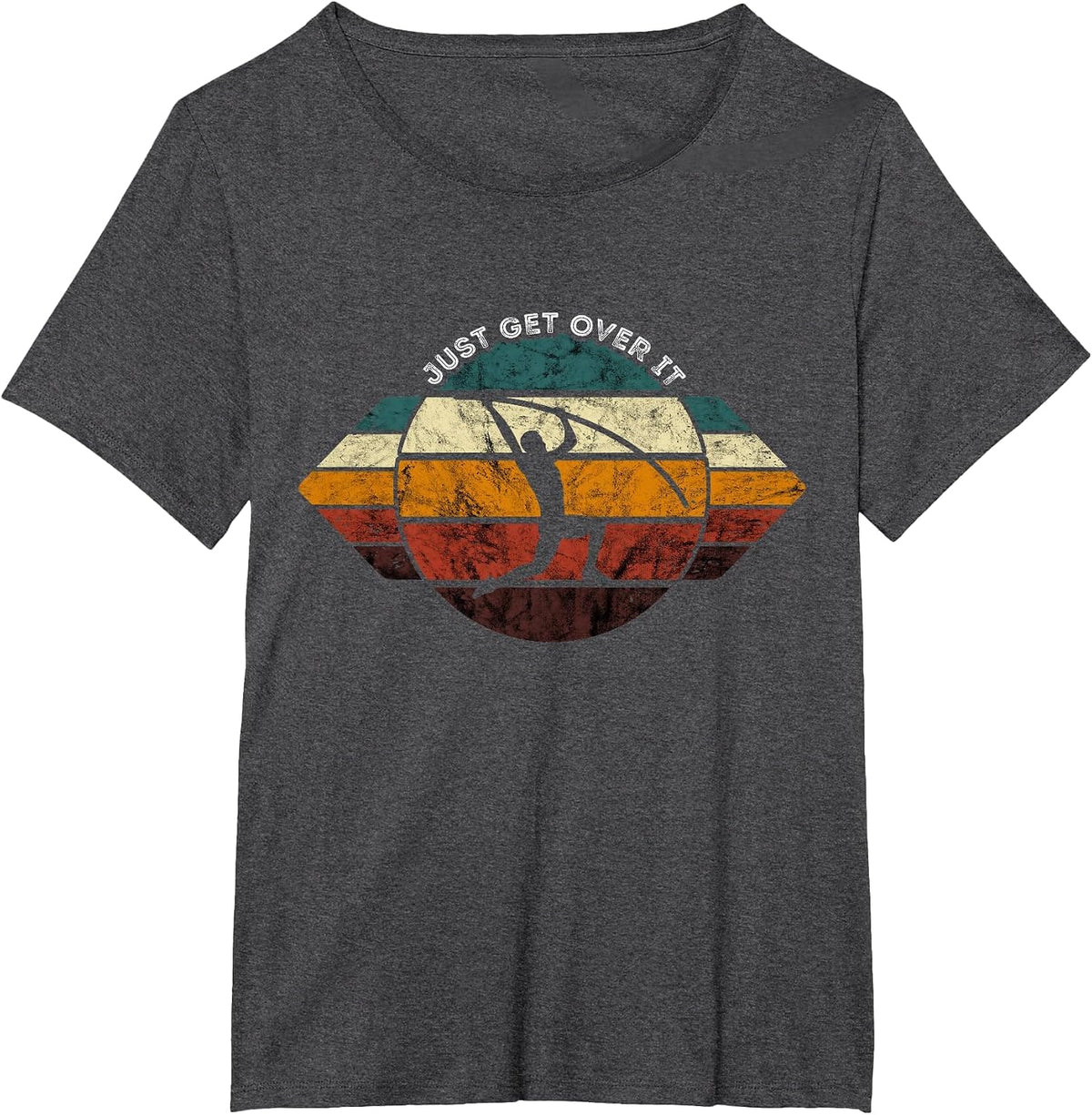 Pole Vault Vintage Retro Just Get Over Track and Field T-Shirt - Dark Heather Grey