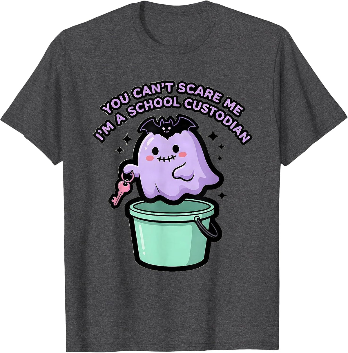 Men's You Can't Scare Me I'm a School Custodian Halloween T-Shirt - Dark Heather Grey