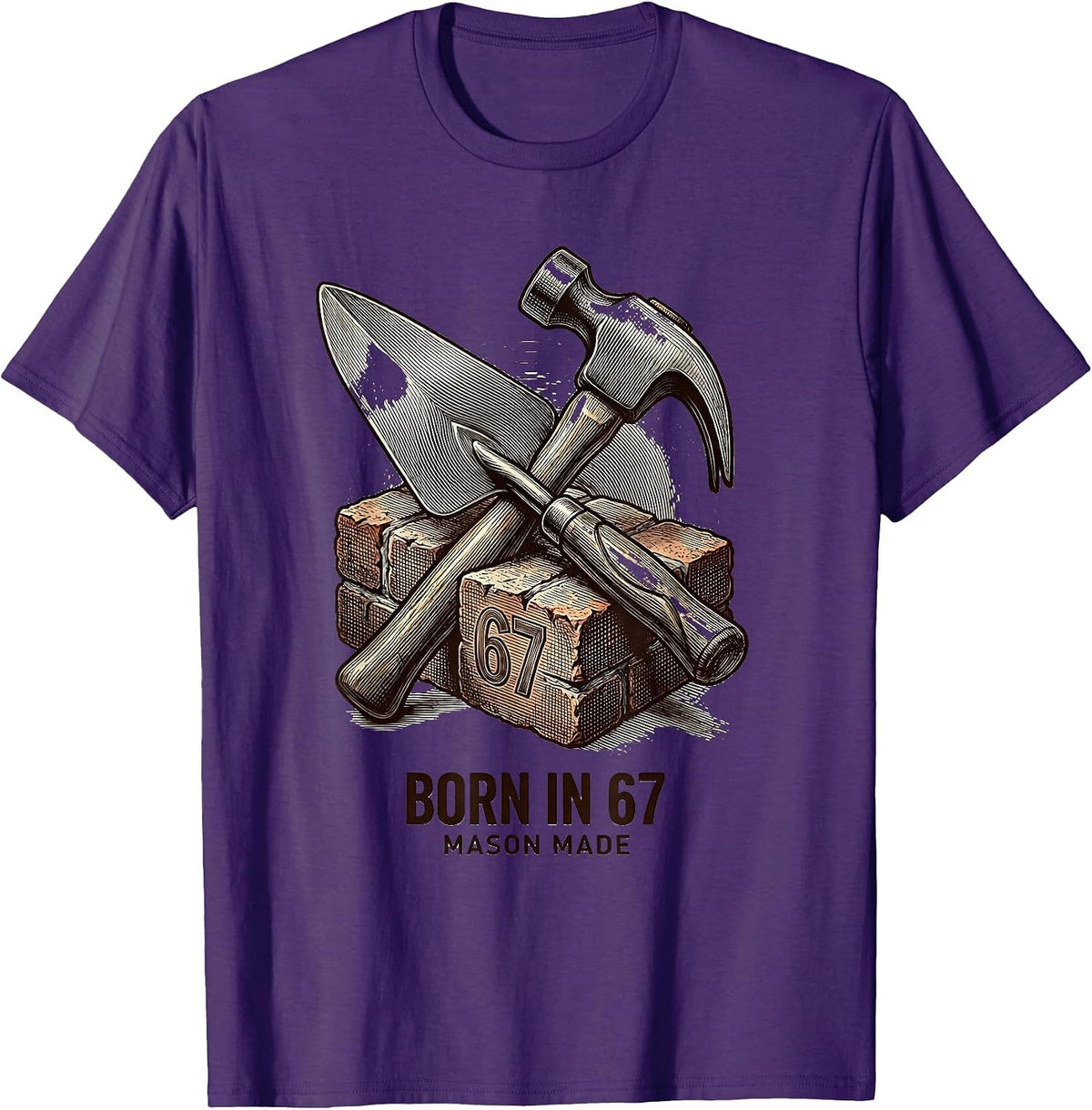 Born in 67 Mason Made Birth Year Design T-Shirt - Purple
