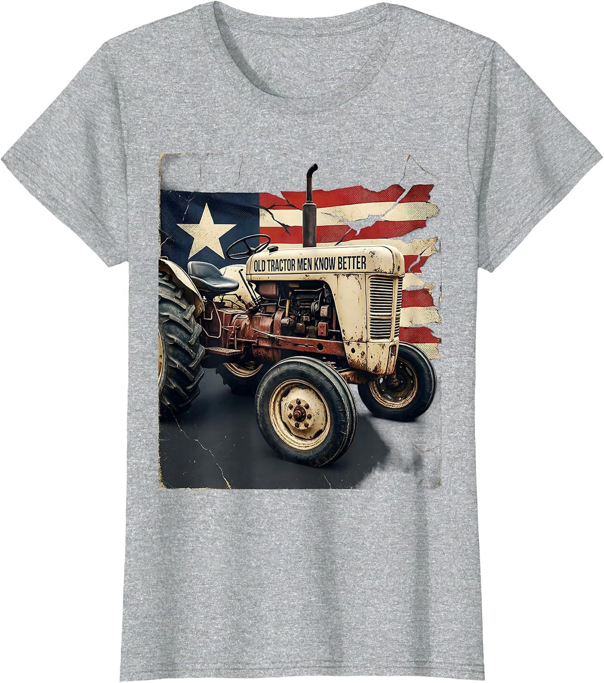 Women's Old Tractor Men Know Better Distressed Farmer Tractor Gift T-Shirt - Heather Grey