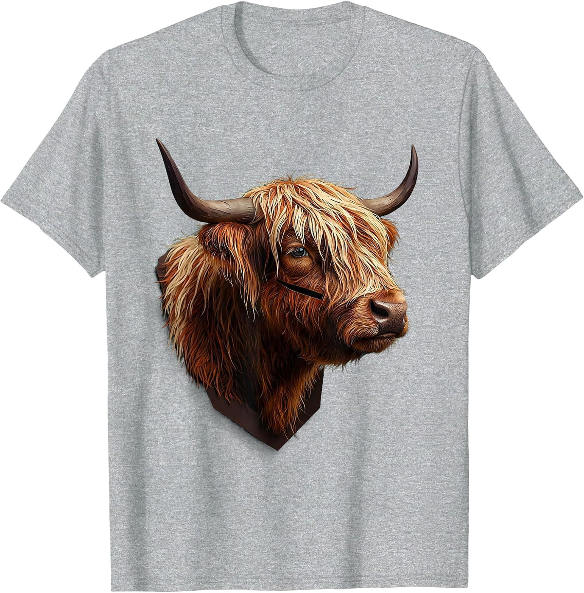 Men's Quarter Highland Cow Paper Cutout Funny Cow Lover T-Shirt - Heather Grey