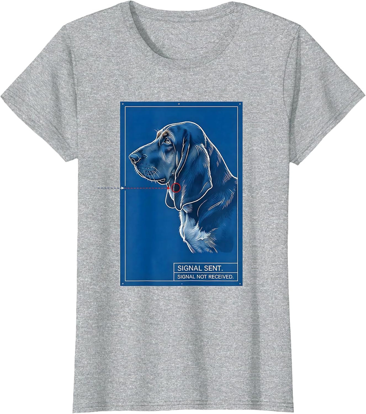 Signal Sent. Signal Not Received. Funny Basset Hound Owner T-Shirt - Heather Grey