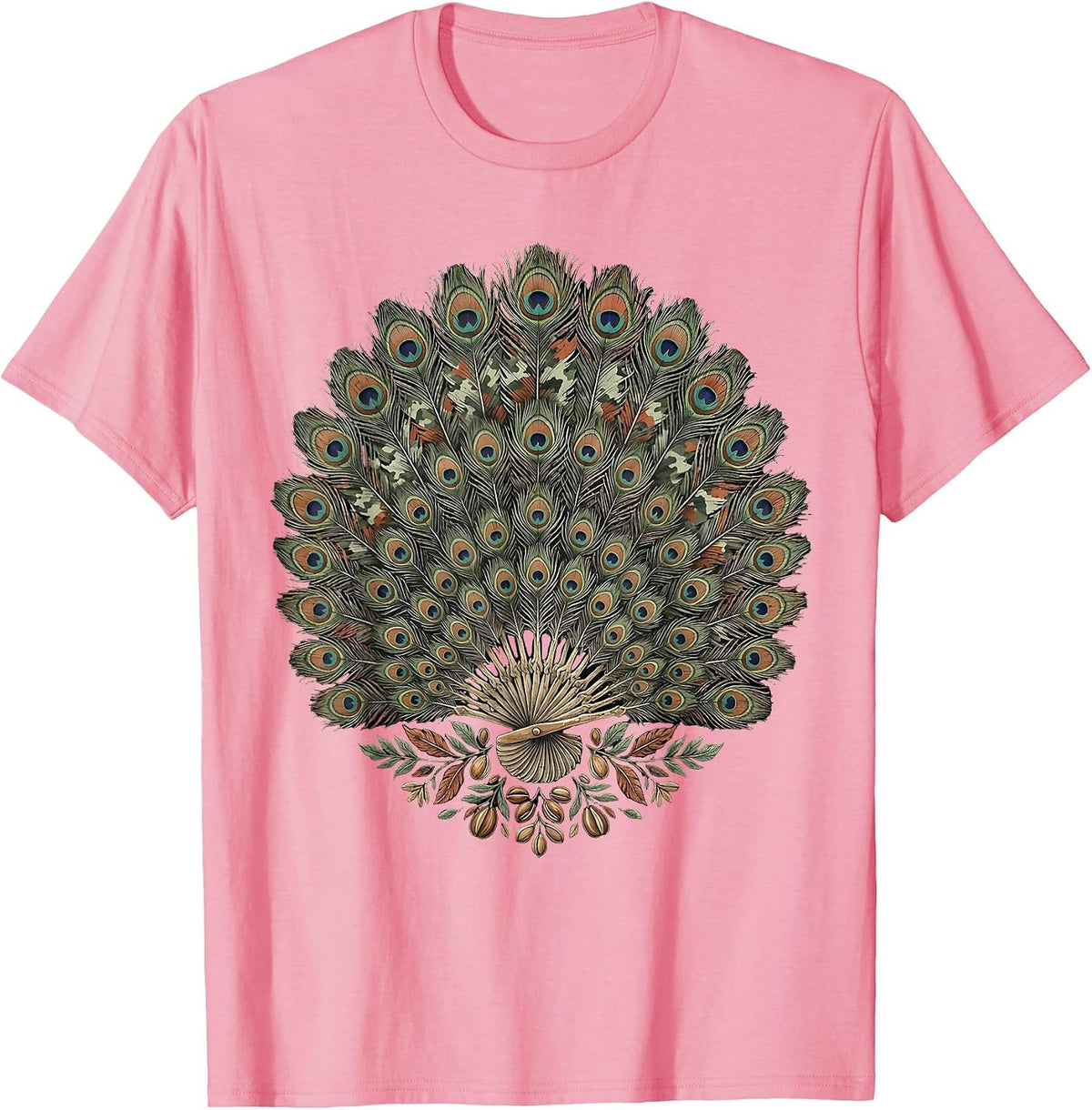 Men's Wild Turkey Fan Spread Camo Illustration T-Shirt - Pink