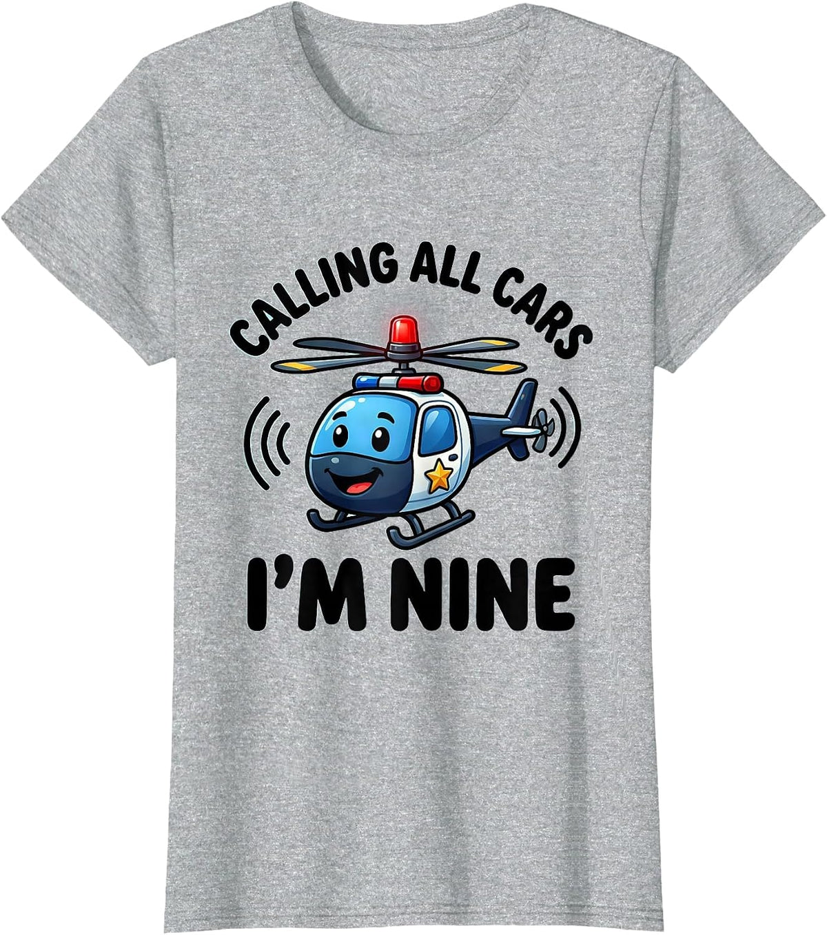 Calling All Cars I'm Nine Future Police Officer Kids T-Shirt - Heather Grey