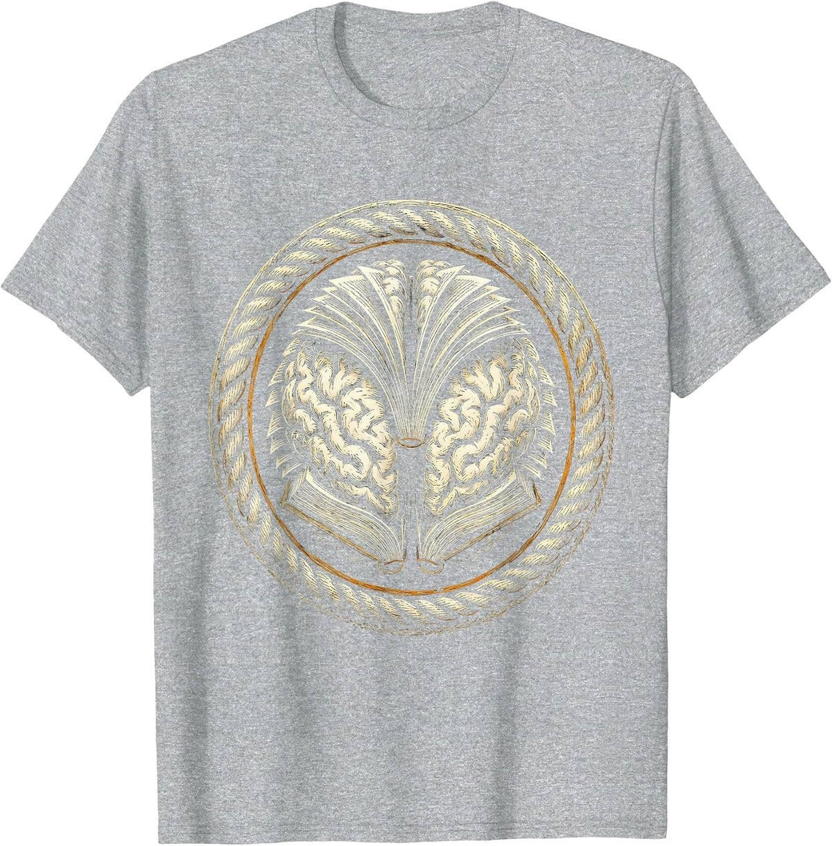 Men's English Teacher Brain Book Illustration T-Shirt - Heather Grey