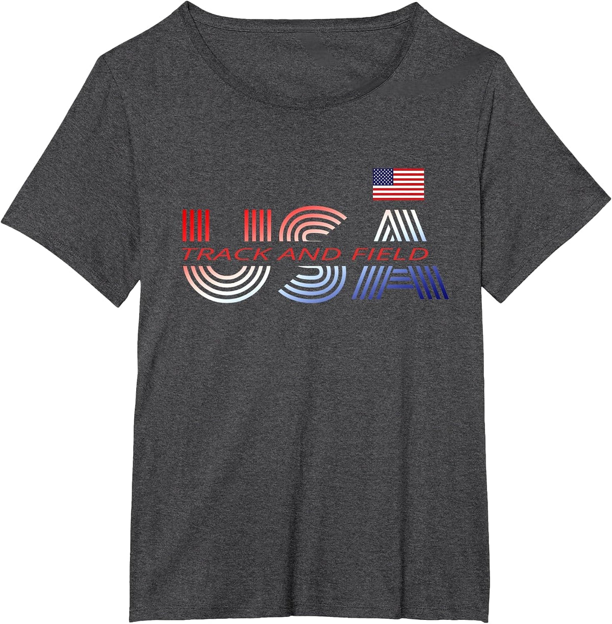 Patriotic USA Team Sports Proud American Track and Field T-Shirt - Dark Heather Grey