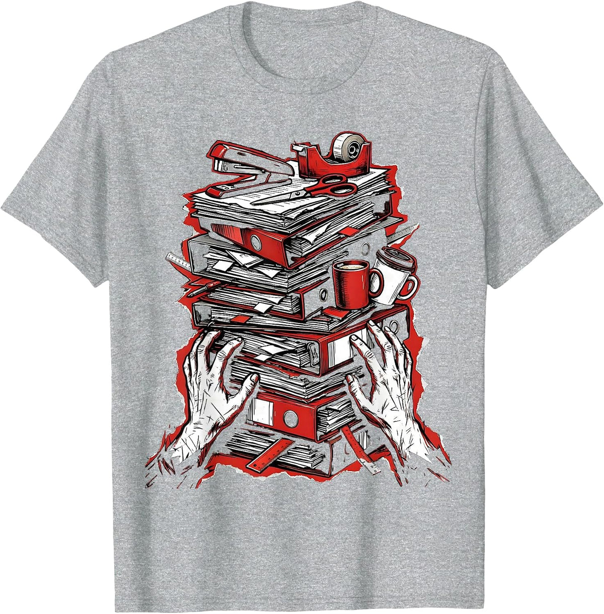 Men's Chaos Coordinator Wobbling Office Supplies Graphic T-Shirt - Heather Grey