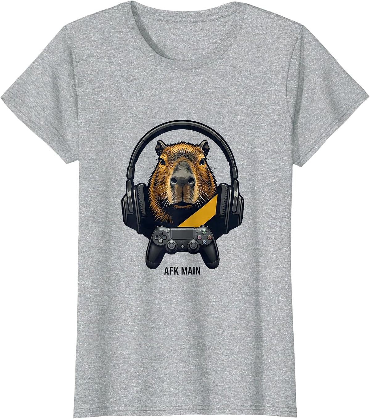 AFK Main Minimalist Capybara Gamer Bruh Meme Humor T-Shirt - Heather Grey