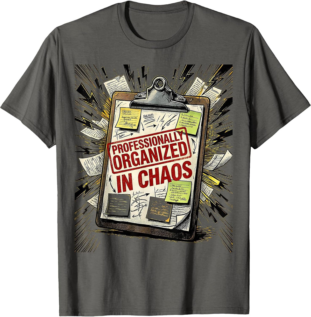 Men's Chaos Coordinator Professionally Organized Design T-Shirt - Asphalt Grey