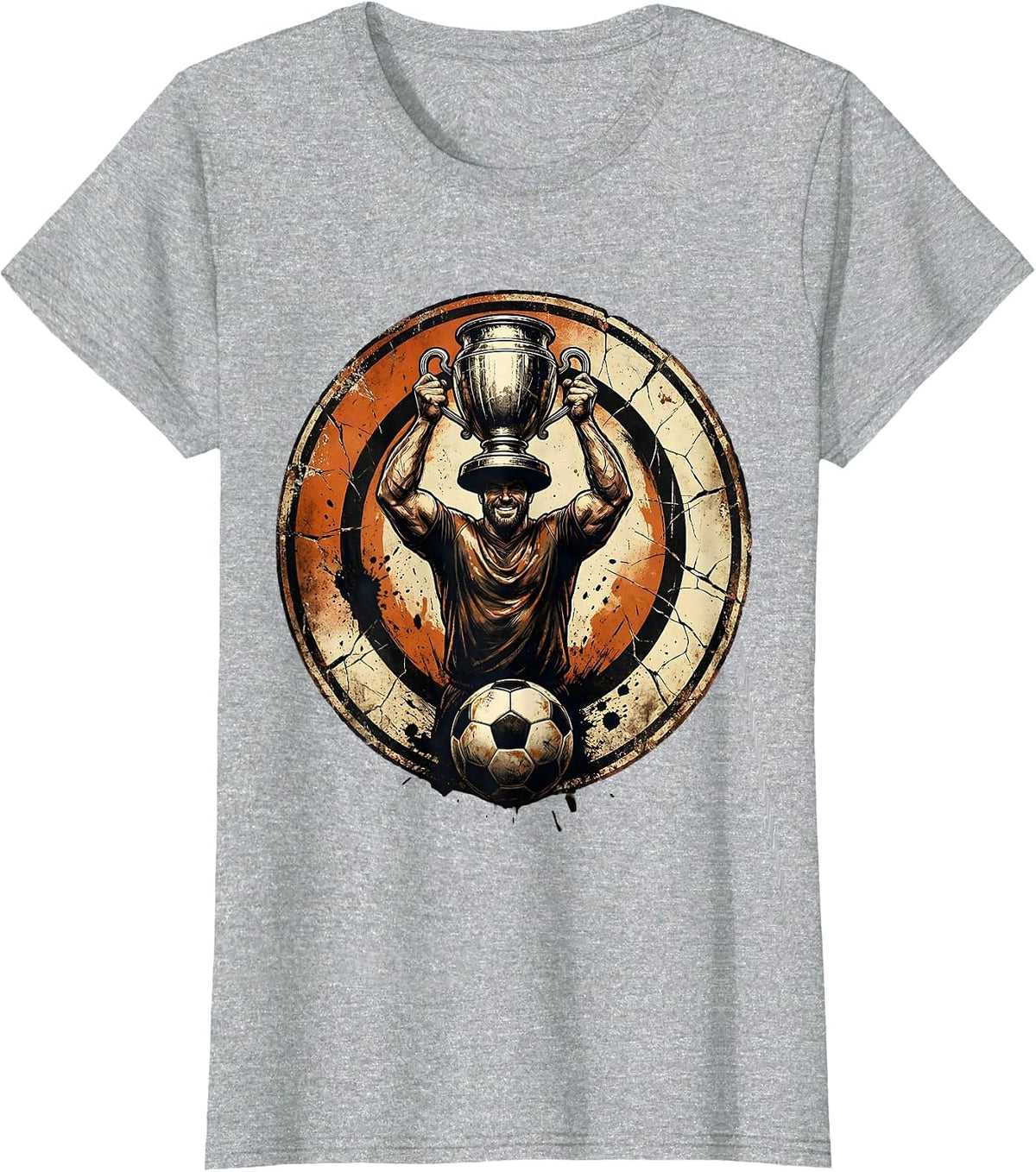 Soccer Dad Trophy Illustration Graphic T-Shirt - Heather Grey