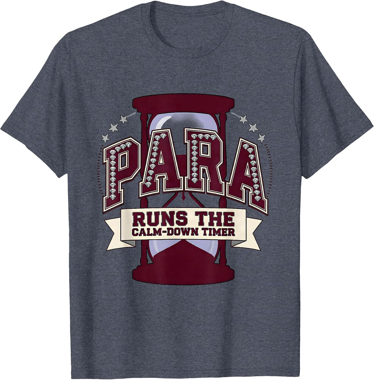PARA Runs The Calm-Down Timer Paraprofessional Back T-Shirt - Heather Blue