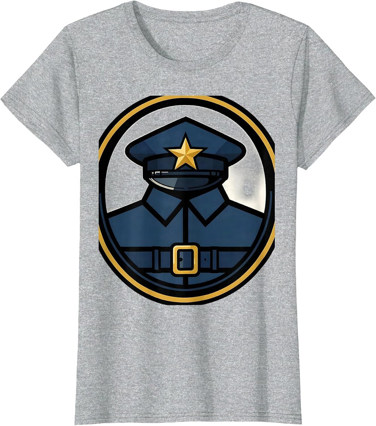 Police Officer Emblem Halloween Costume Novelty T-Shirt - Heather Grey