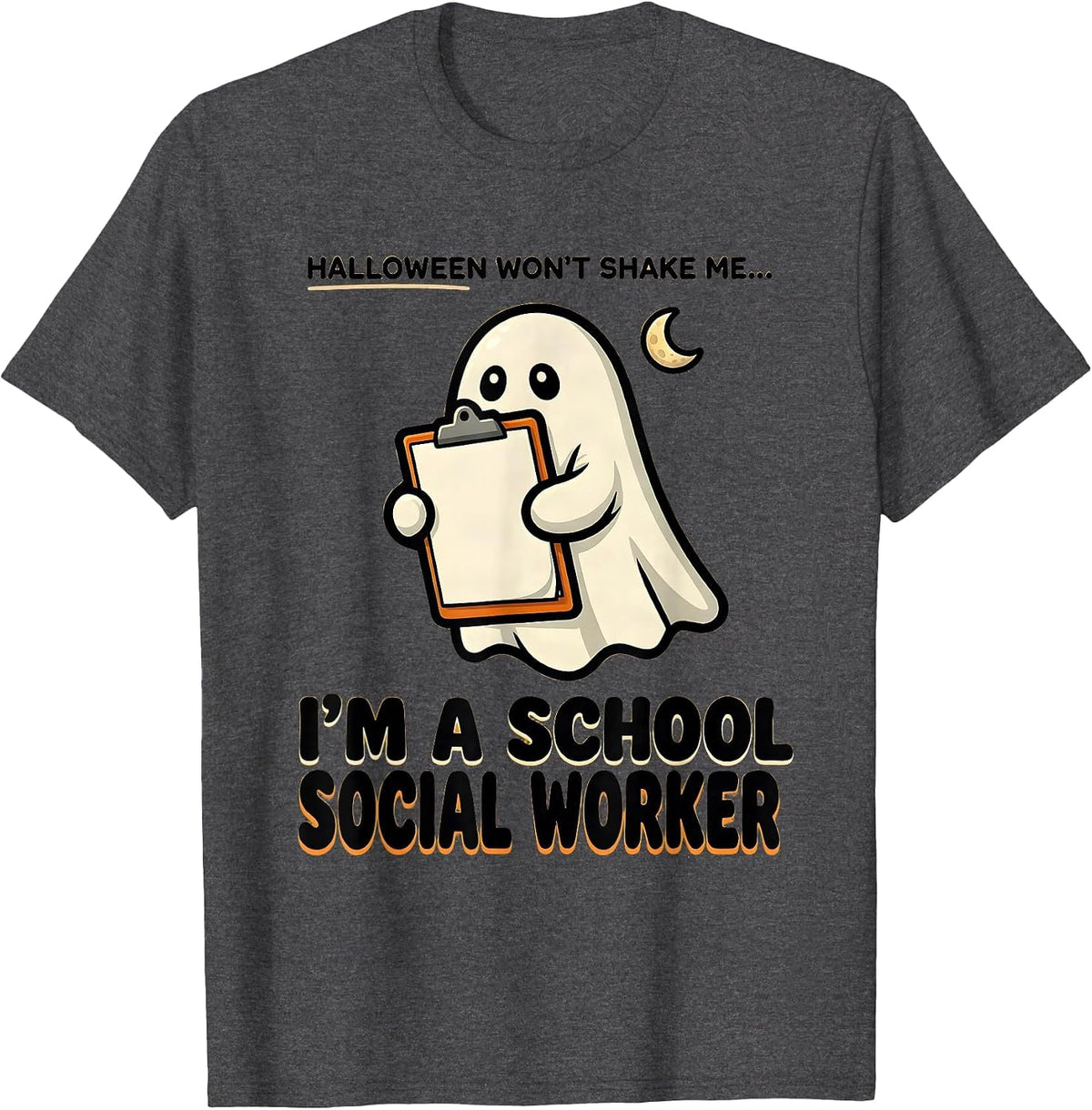 Men's Halloween Won't Shake Me—I'm A School Social Worker Funny T-Shirt - Dark Heather Grey