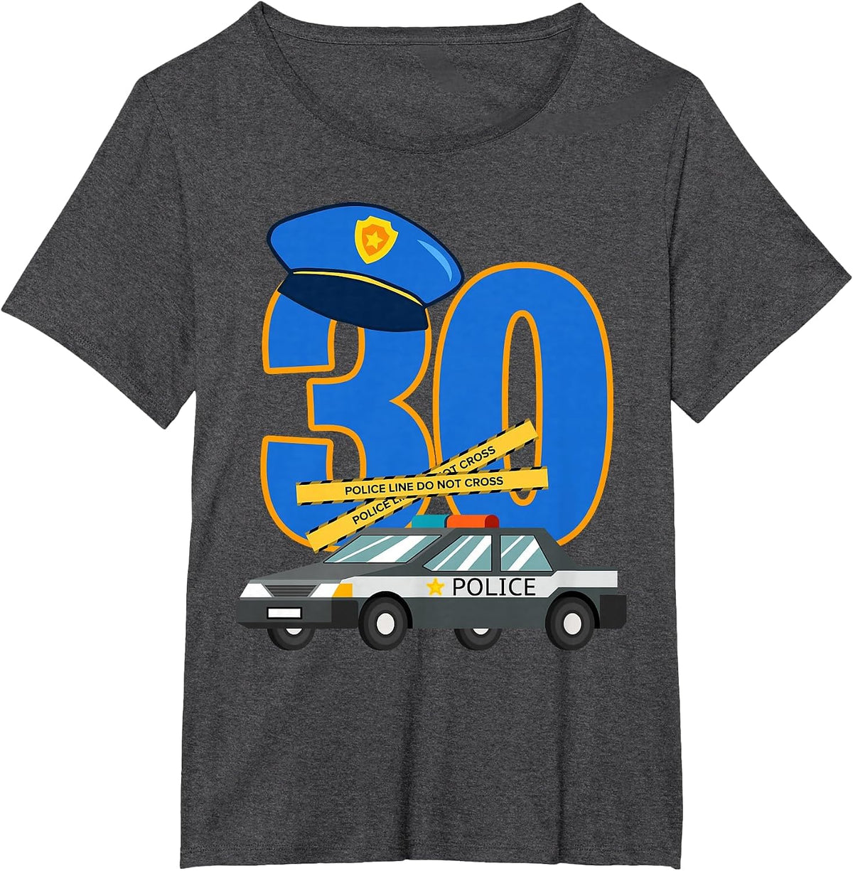 30 Year Old Birthday Policeman Car Cop Policeman T-Shirt - Dark Heather Grey