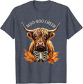 Moo-BOO Cheer Whimsical Highland Cow Halloween Fall Costume T-Shirt - Heather Blue
