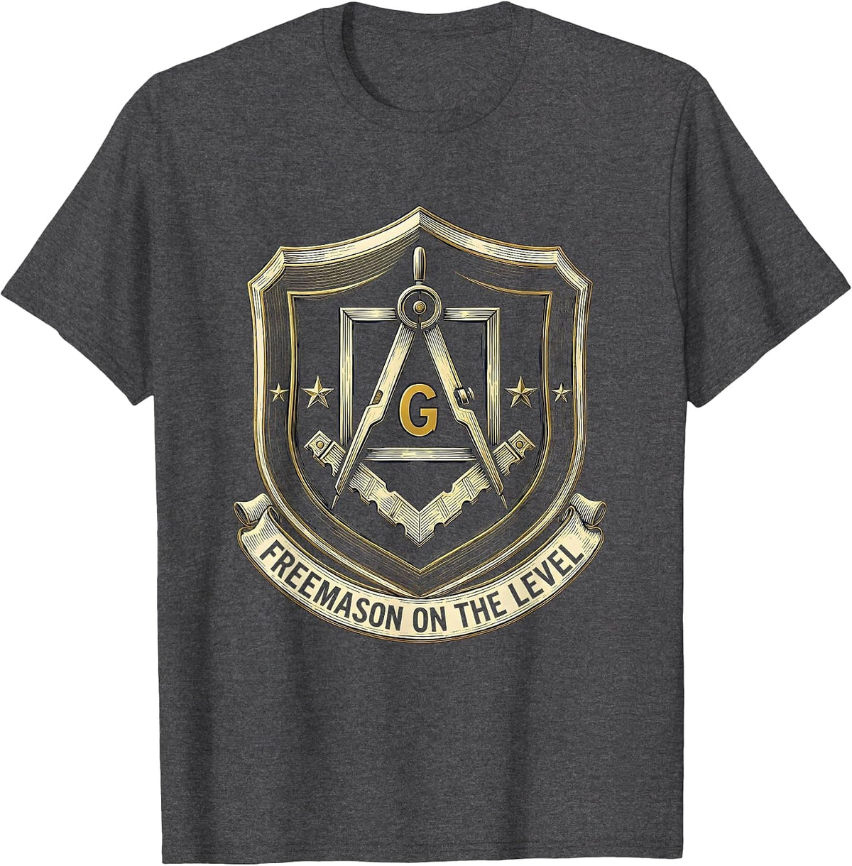 Men's Freemason On The Level Masonic Fraternal Pride Square & T-Shirt - Dark Heather Grey
