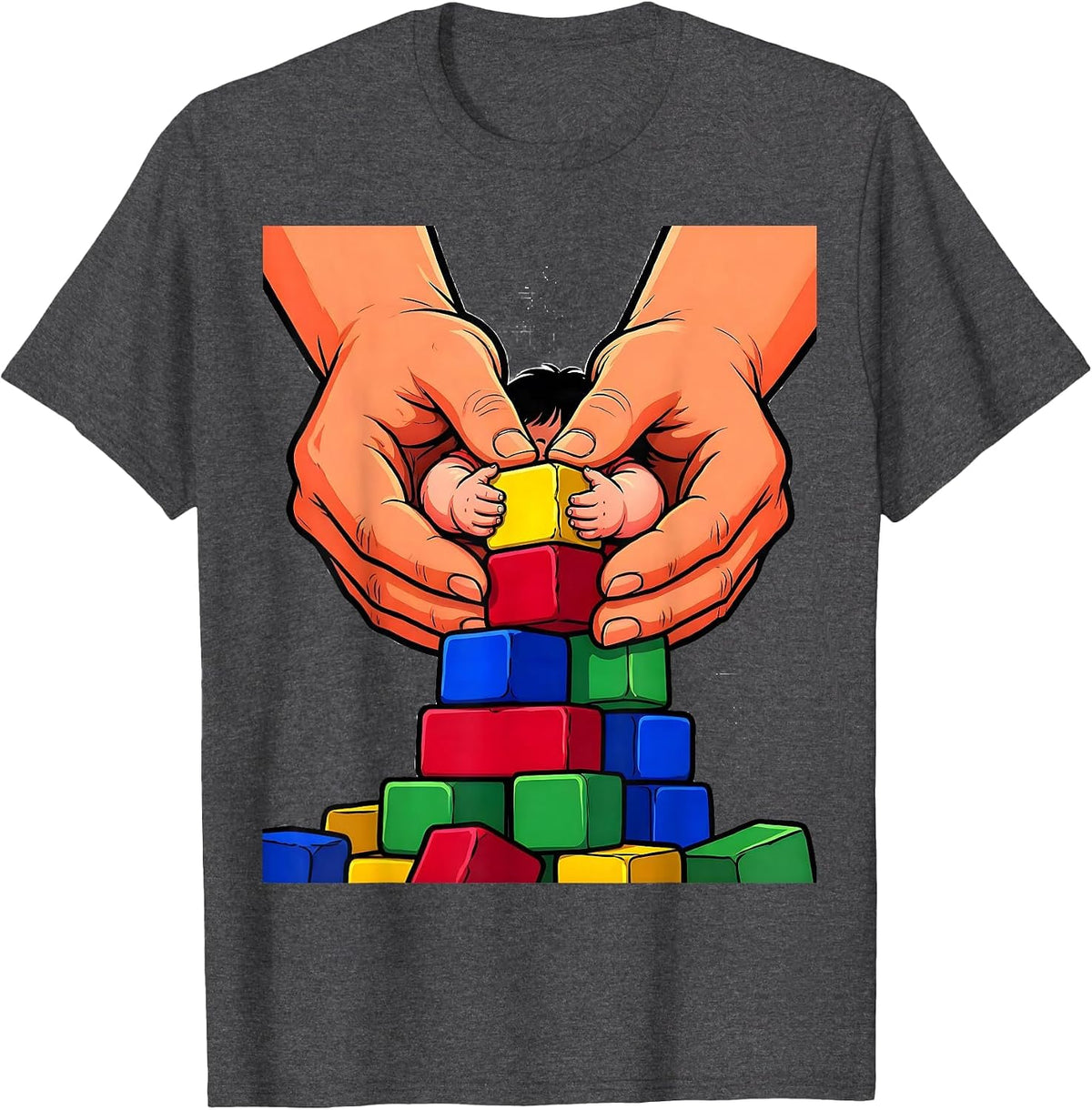 Special Education Teacher Guiding Hands Blocks Gift T-Shirt - Dark Heather Grey