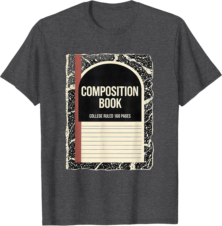 Men's Composition Book College Ruled 160 Pages Teacher Halloween T-Shirt - Dark Heather Grey