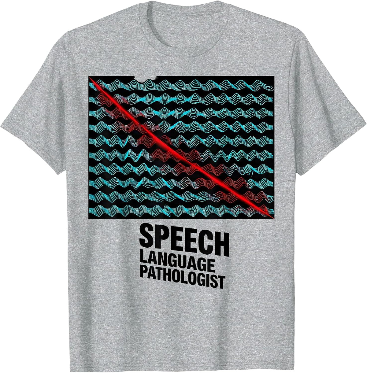 Men's Speech Language Pathologist New Wave Typography SLP Pride T-Shirt - Heather Grey