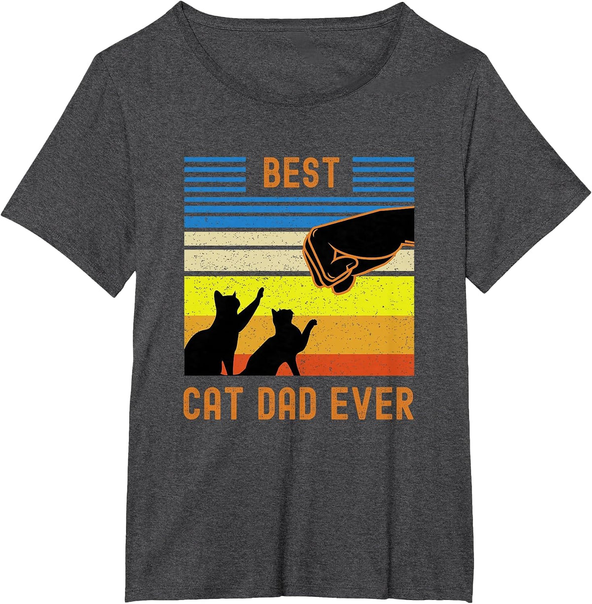 Best Cat Dad Ever Fist Bump for Fur Daddies T-Shirt - Dark Heather Grey