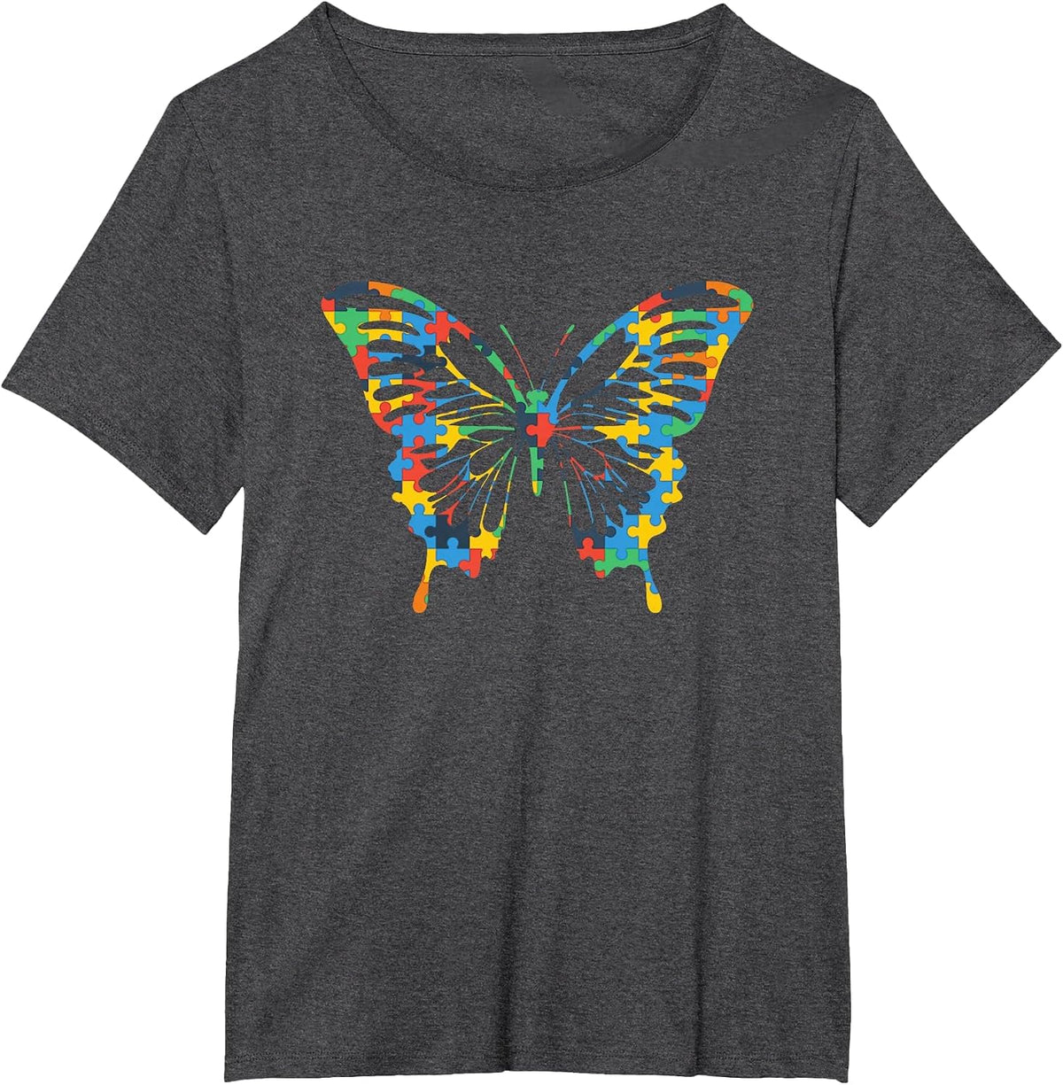 Butterfly Autism Awareness T-Shirt - Dark Heather Grey