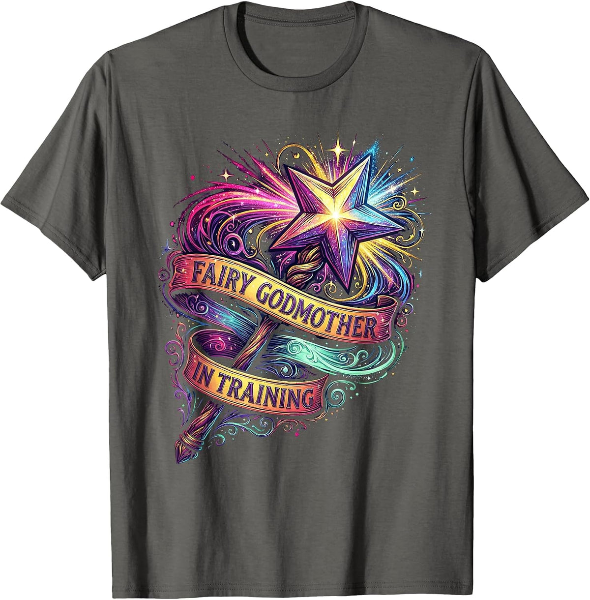 Fairy Godmother In Training Magical Design T-Shirt - Asphalt Grey