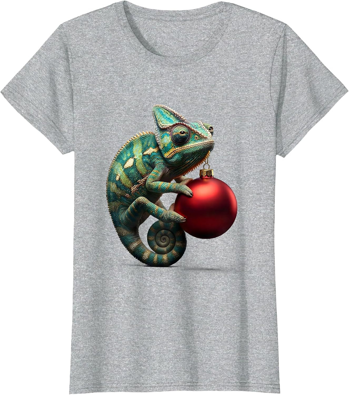Women's Dimensional Chameleon Christmas Ornament Fantasy Creature T-Shirt - Heather Grey