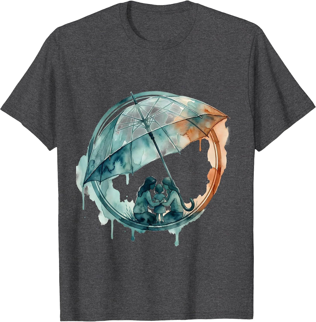 Men's Social Worker Umbrella Shelter Graphic Design T-Shirt - Dark Heather Grey