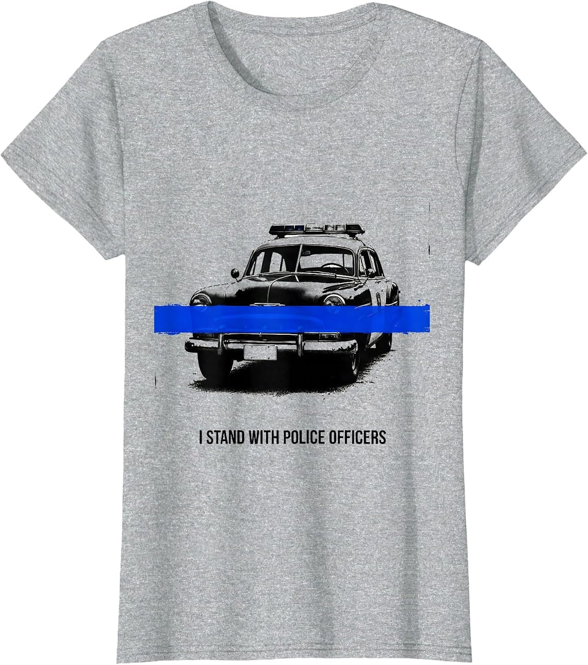 I Stand With Police Officers Vintage Thin Blue Line Support T-Shirt - Heather Grey
