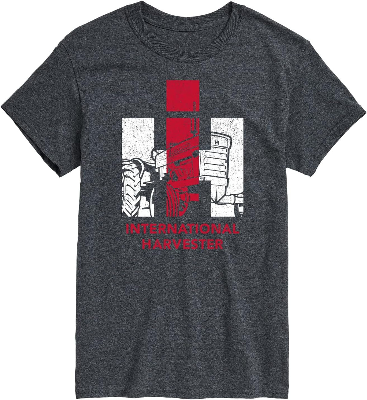 International Harvester Tractor Fill Logo - Mens Short Sleeve Tee - Heather Charcoal