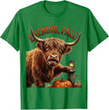 Men's Evening, Fall! Whimsical Highland Cow Halloween Humor T-Shirt - Kelly Green