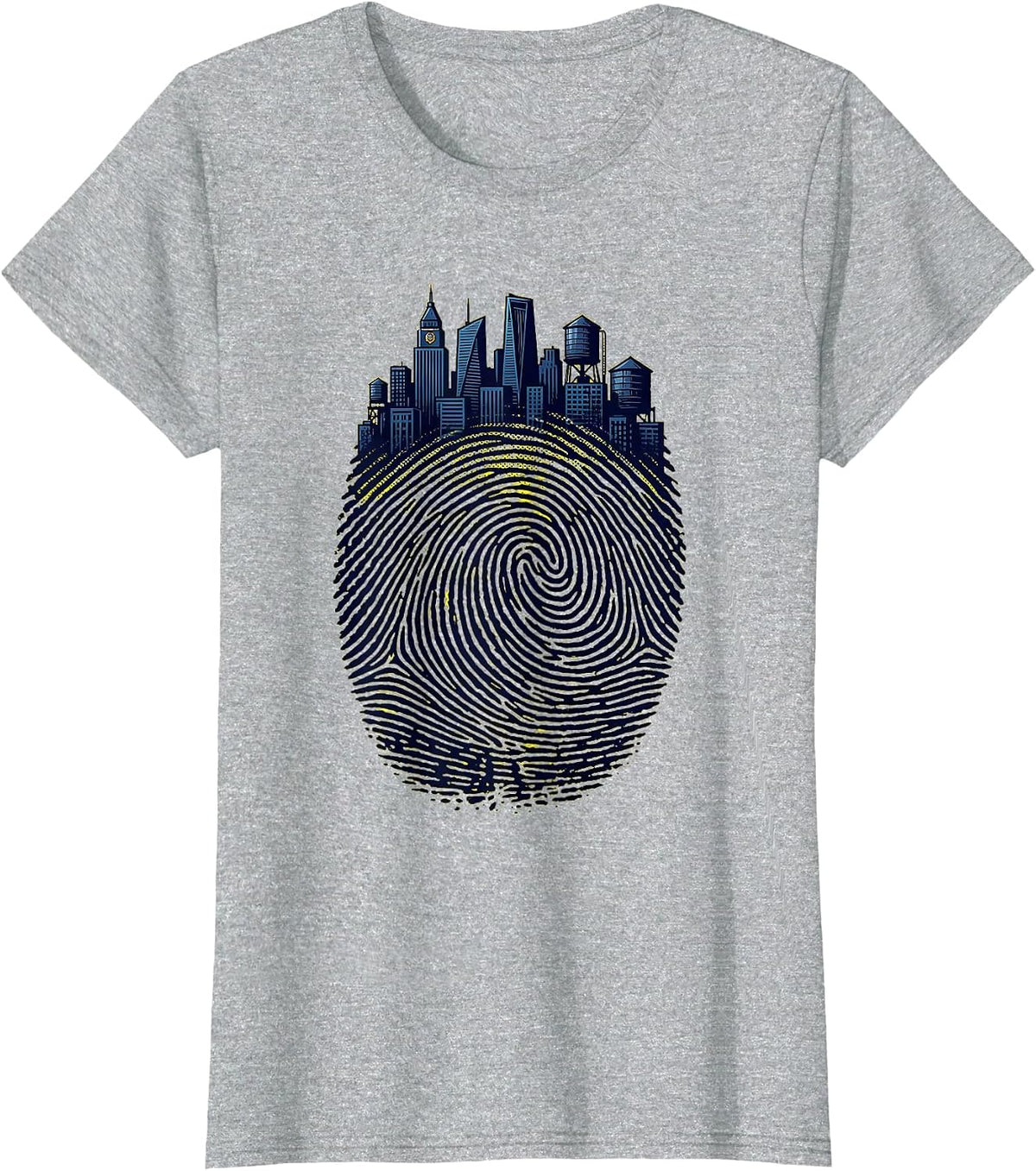 Women's Fingerprint City Skyline Urban Identity Design T-Shirt - Heather Grey