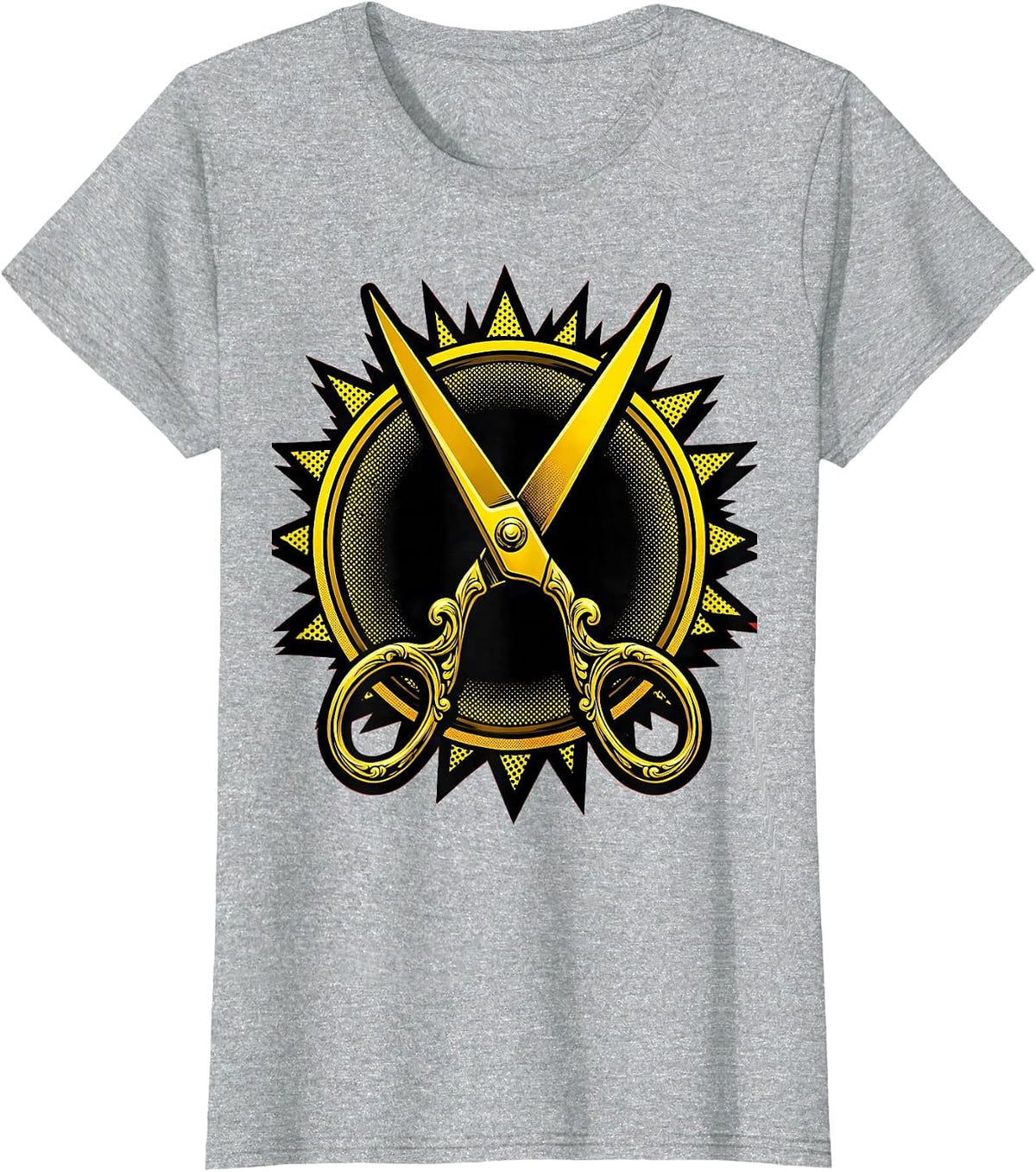 Ornate Golden Scissors Rock Paper Scissors T-Shirt - Heather Grey