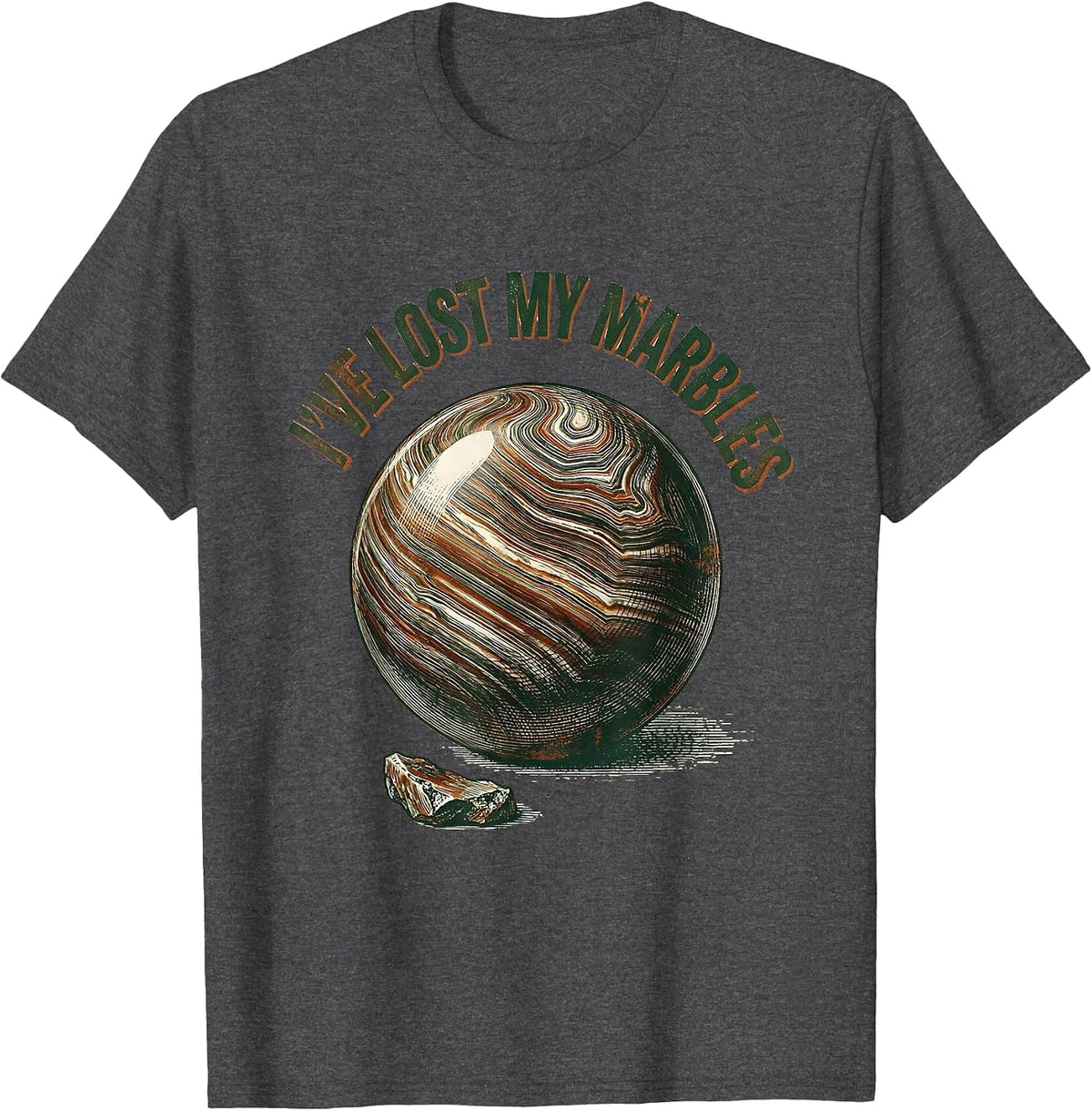 I've Lost My Marbles Vintage Funny Rock Collector Geology T-Shirt - Dark Heather Grey