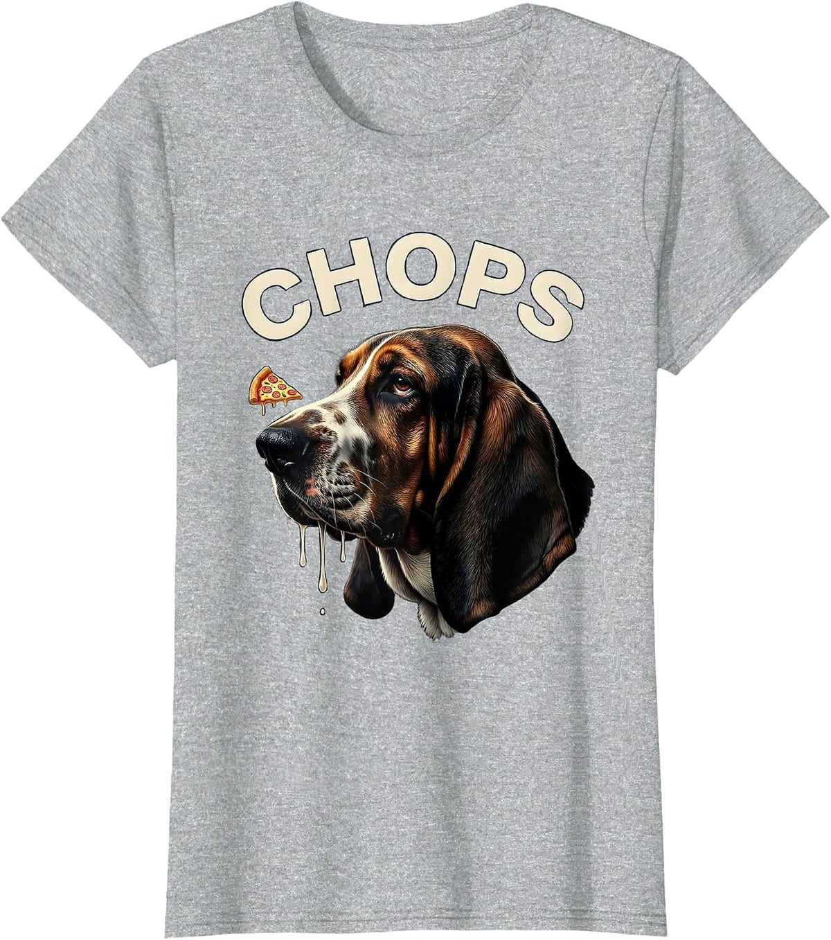 CHOPS Funny Basset Hound Drooling Dog Mom Dog Dad T-Shirt - Heather Grey